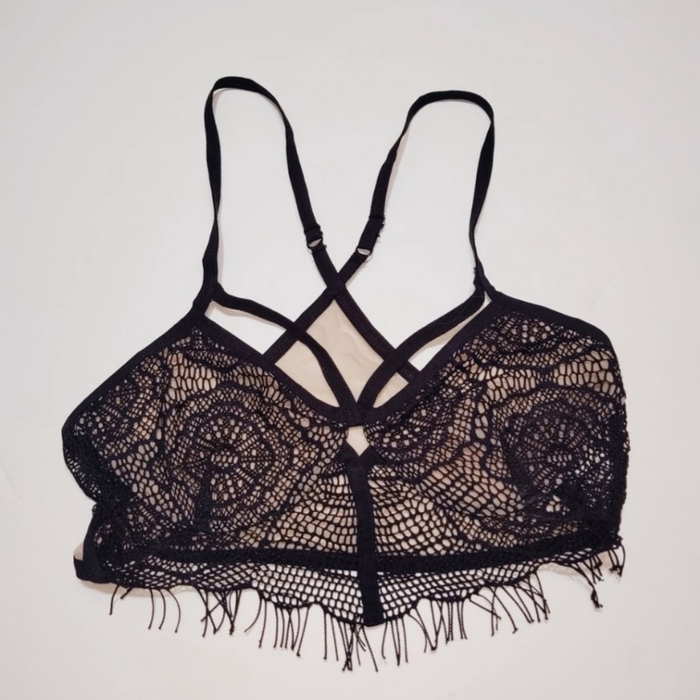 Nollie Black Lace Overlay Racerback Bralette S